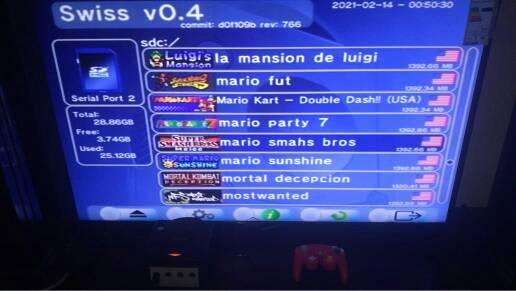 GameCube Chipiado con juegos en la memoria