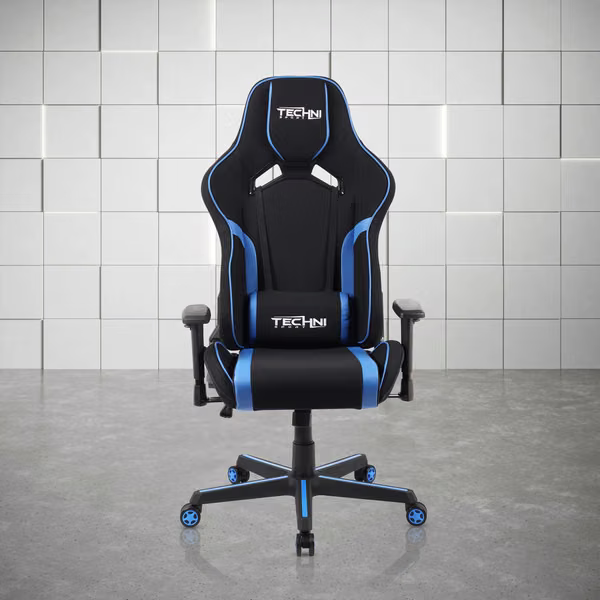 Techni Sport Tela and PU chair for PC and Gaming black with Blue