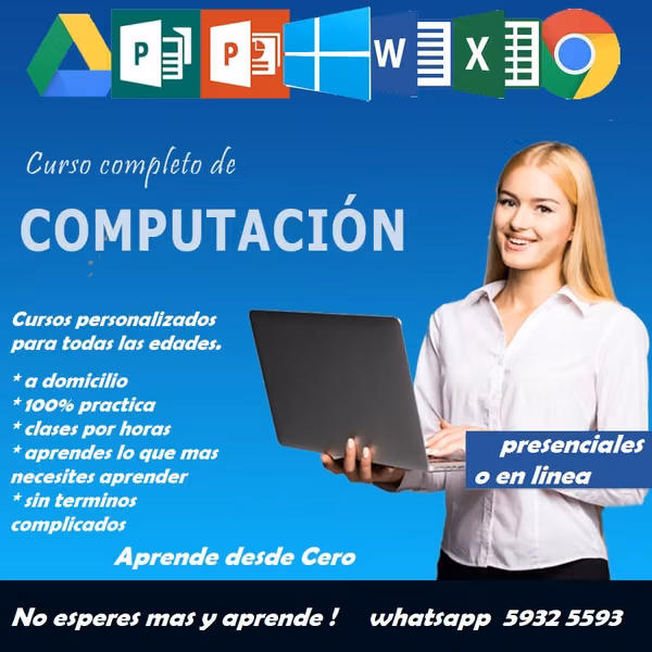 Computer classes, internet and office. customized courses