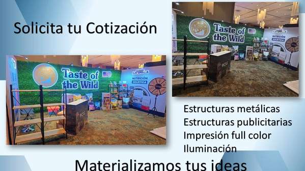 Estand, Impresión en lona, adhesivo, montajes,  iluminación