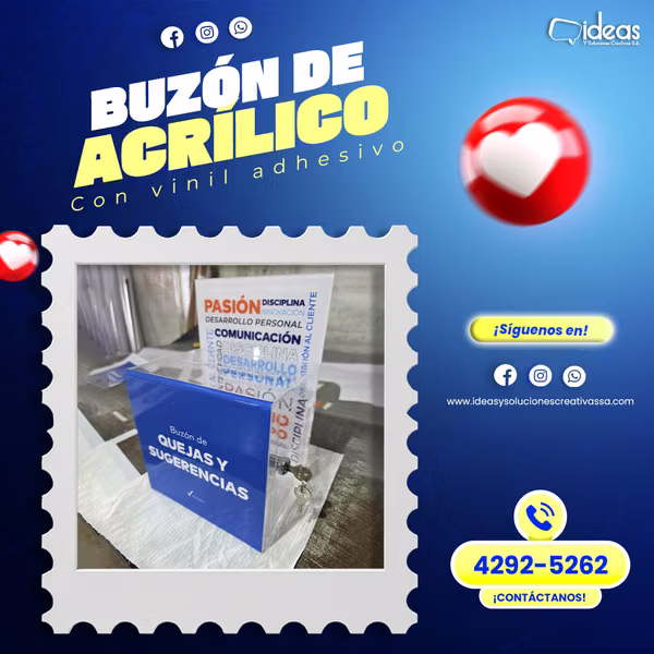 BUZÓN EN ACRILICO TRANSPARENTE