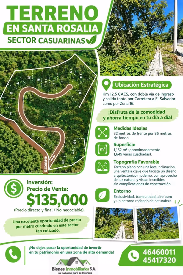 TERRENO EN VENTA EN SANTA ROSALIA SECTOR CASUARINAS KM 12.5 CAES