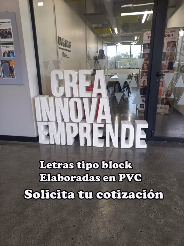 PVC, letras troqueladas, letras tipo block