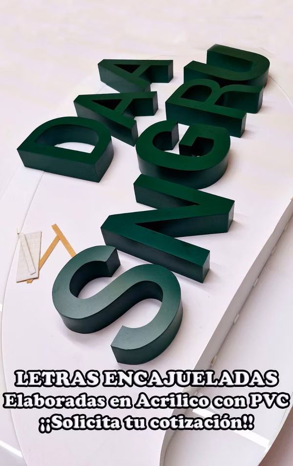 Acrilico, PVC, letras encajueladas, adhesivo, corte electronico