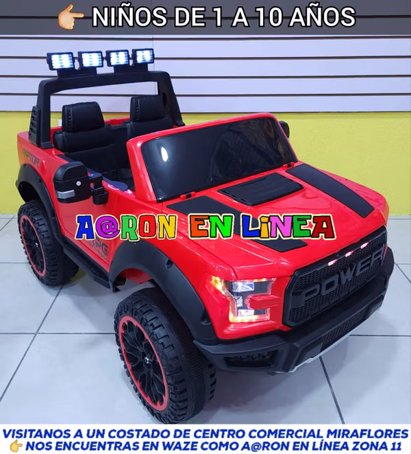 PICK UP FORD RAPTOR 4x4 CON LLANTAS DE GOMA PARA 2 NIÑOS