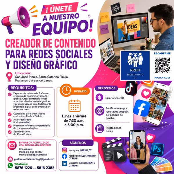 Community Manager y Diseñador Gráfico  Creador de Contenido Digital