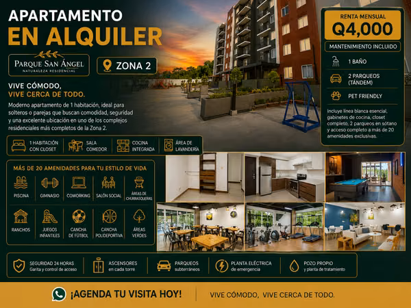 Apartment for Rent - Parque San Ángel, Zone 2