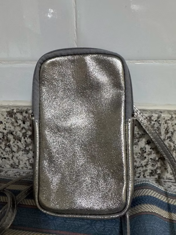 estuche/monedero de cuero genuino