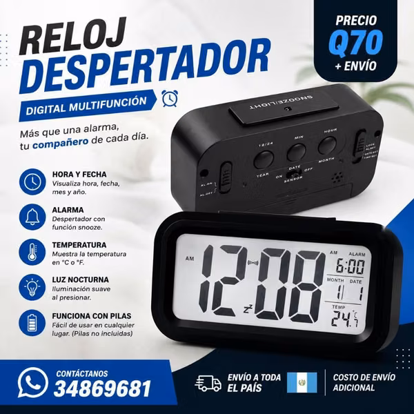 RELOJ DESPERTADOR MULTIFUNCIÓN -