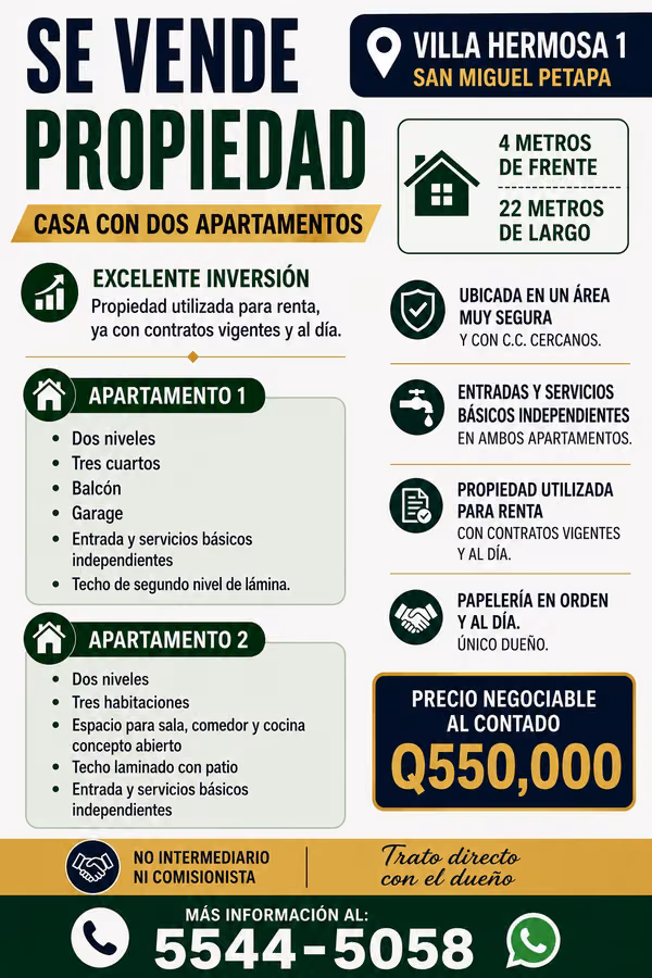 PROPIEDAD PARA INVERSIÓN CON RETORNO ASEGURADO 