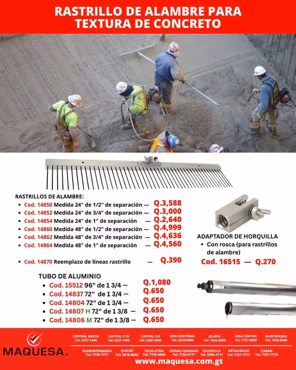 RASTRILLO DE ALAMBRE PARA TEXTURA DE CONCRETO