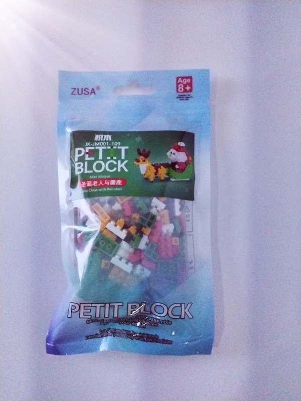 Mini bloques, bloques navideños mineatura, santa claus en trineo, bloques tipo legos miniatura