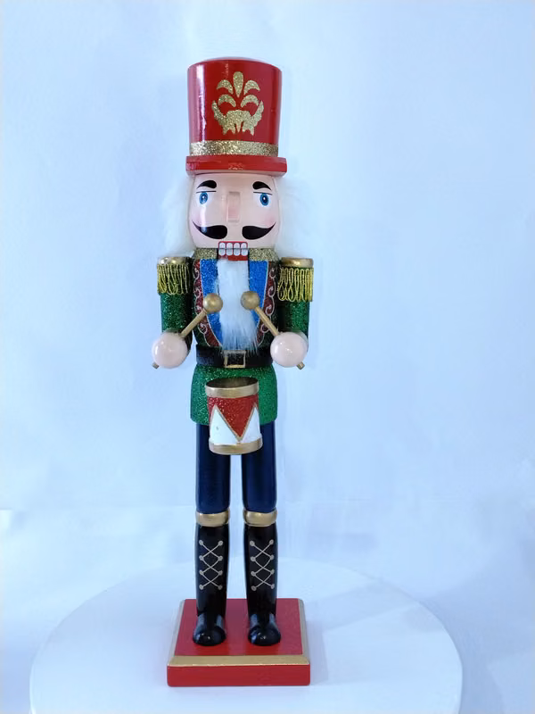 Cascanueces navideño de madera, tamborilero clasico, nutcracker, decoracion navideña. Soldado cascanueces  