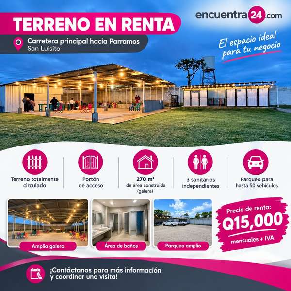 LAND FOR RENT ON THE MAIN ROAD TO PARRAMOS, SAN LUISITO