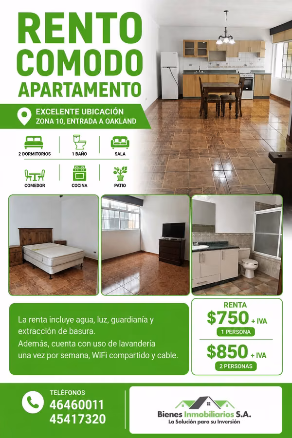 RENTO LINDO APARTAMENTO EN ZONA 10 ENTRADA A OAKLAND