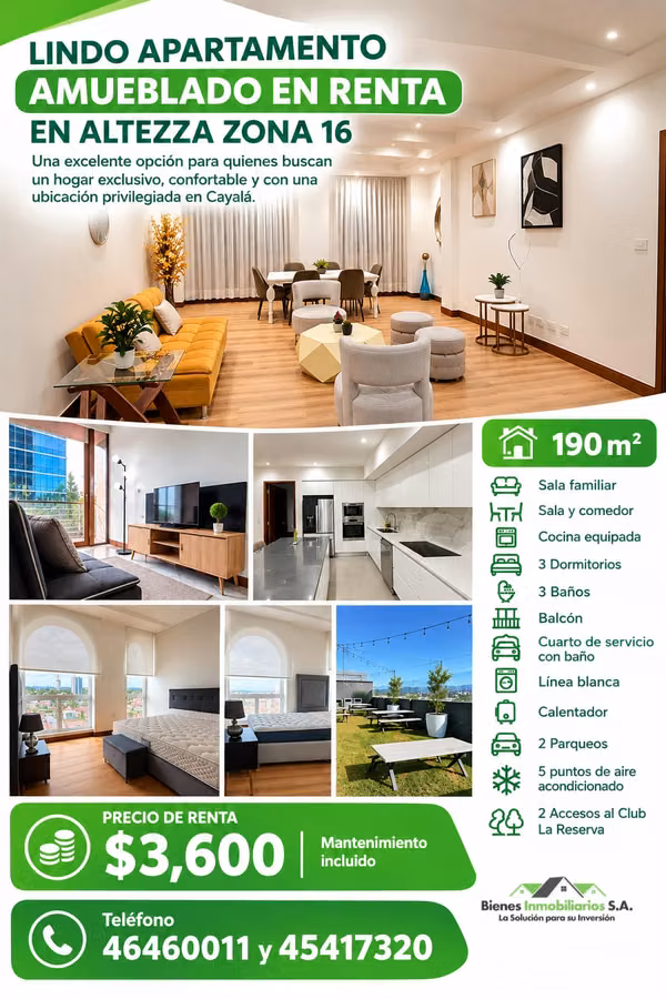 RENTO APARTMENT FURNISHED IN AREA 16 BUILDING ALTEZZA