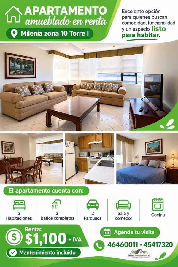 APARTAMENTO EN RENTA EN MILENIA ZONA 10