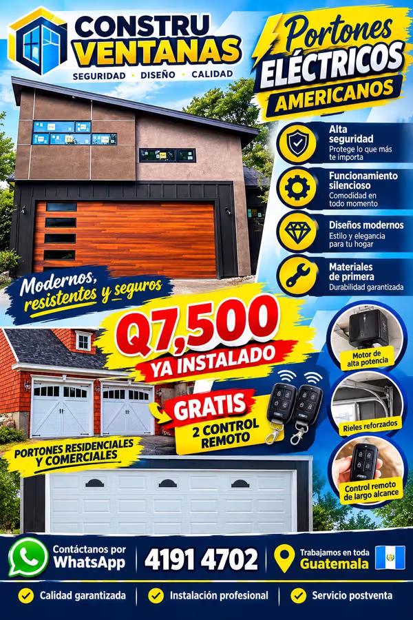 SPECIAL PRICE: Q7,500 ALREADY INSTALLED ELECTRIC GATES