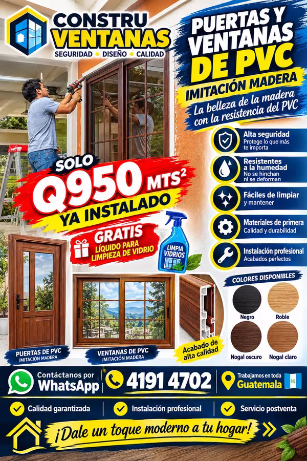 PVC Imitation Wood Q950 M ² + Liquid for FREE Glass
