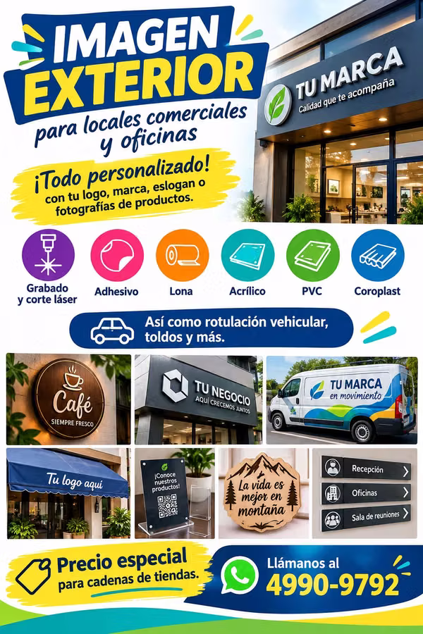 Outdoor image with all types of signs