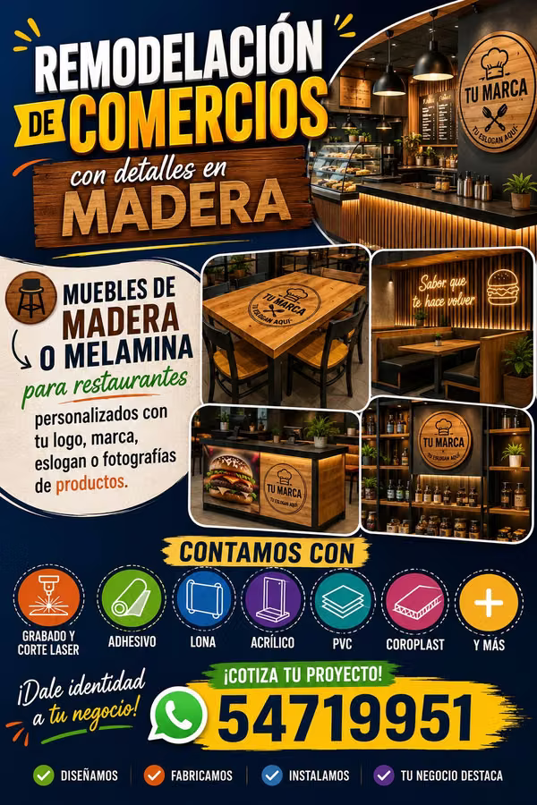 Publicity and furniture for commercial remodeling for shops