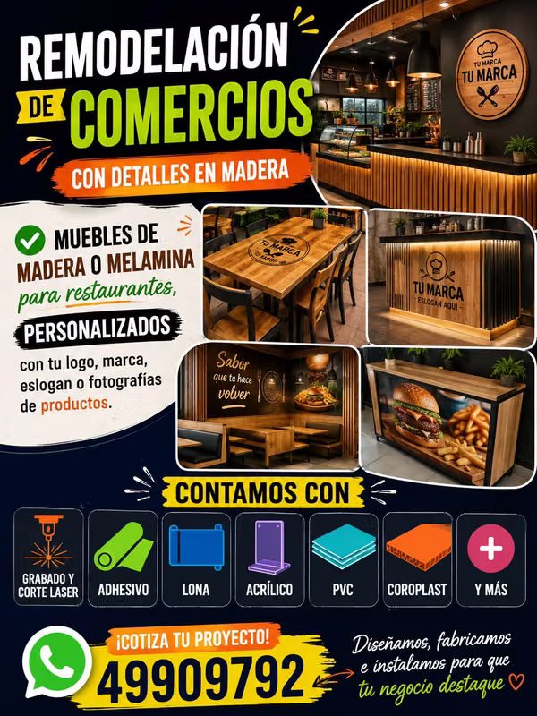 Muebles de madera personalizados con grabado laser