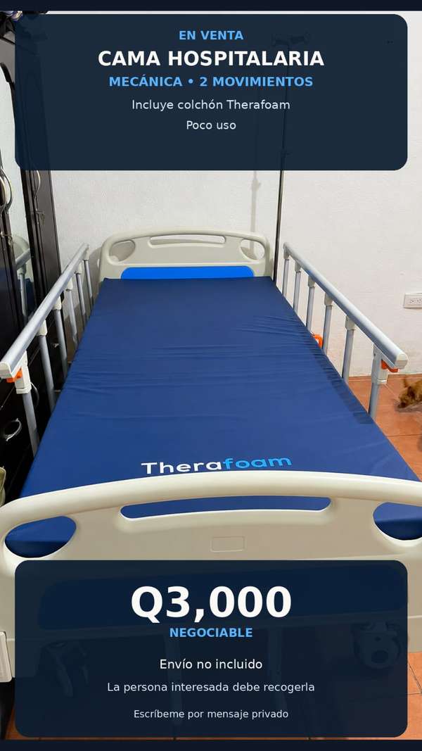 Cama hospitalaria mecánica de 2 movimientos con colchón Therafoam