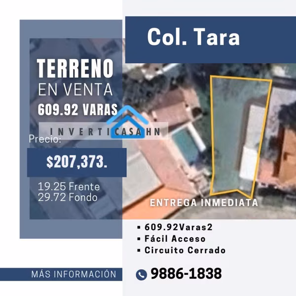 Se Vende Terreno en Colonia Tara - San Pedro Sula