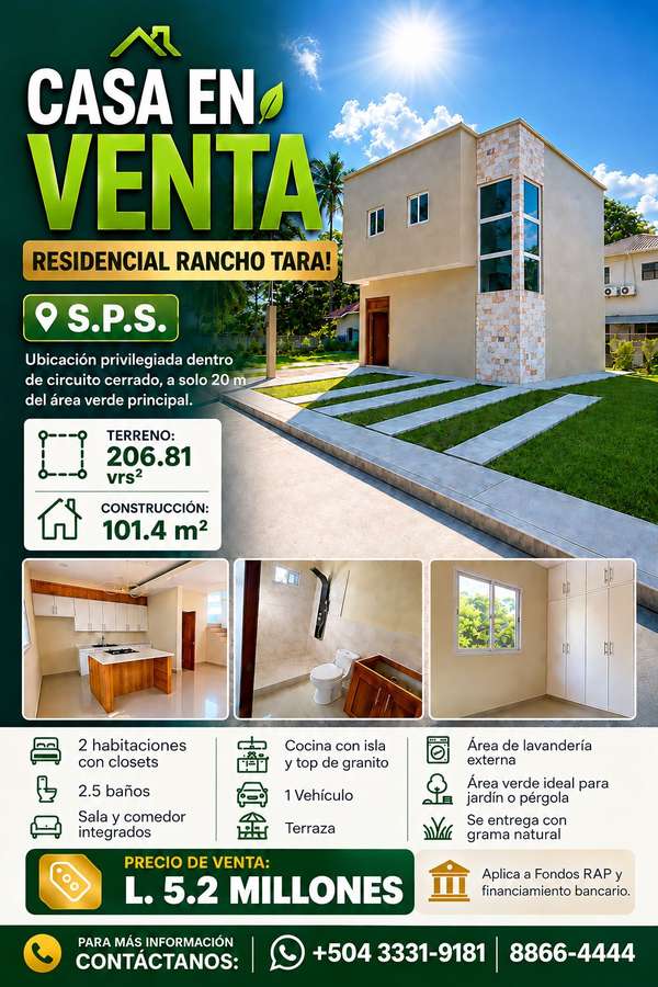 Se Vende Casa en Residencial Rancho Tara!  S.P.S.