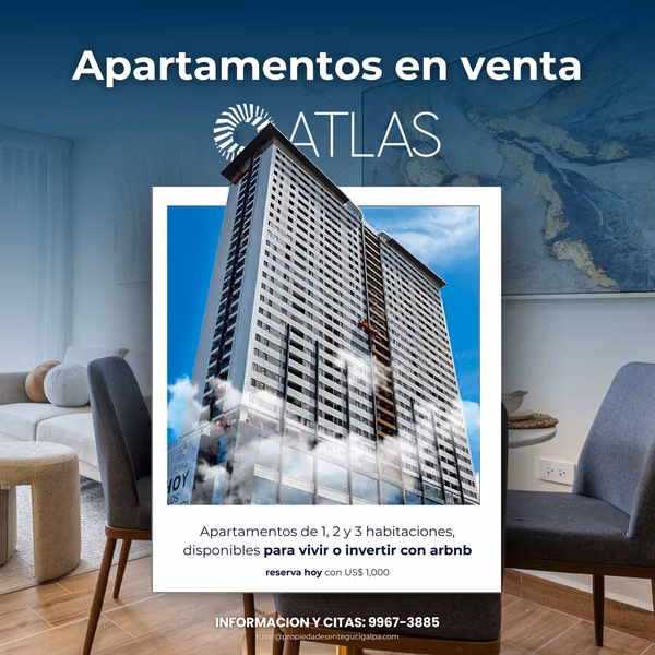 APARTAMENTO EN VENTA TORRE ATLAS TEGUCIGALPA 29 Mt2