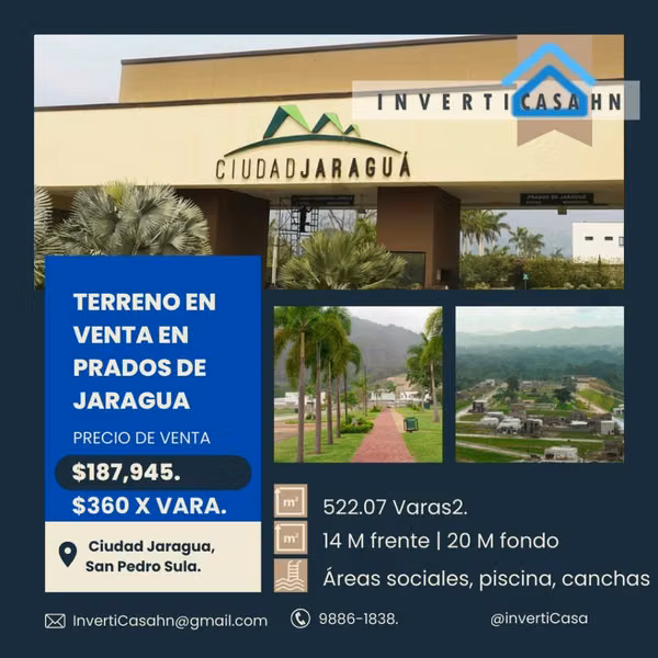Se Vende Terreno en Prados de Jaragua - San Pedro Sula