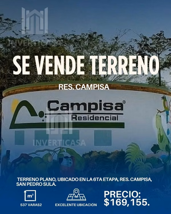 Se Vende Terreno en Res. Campisa - San Pedro Sula