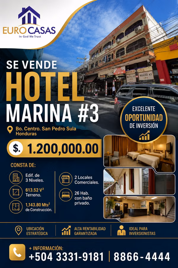 It's sold Hotel Marina # 3, Bo. Center. San Pedro Sula Honduras.