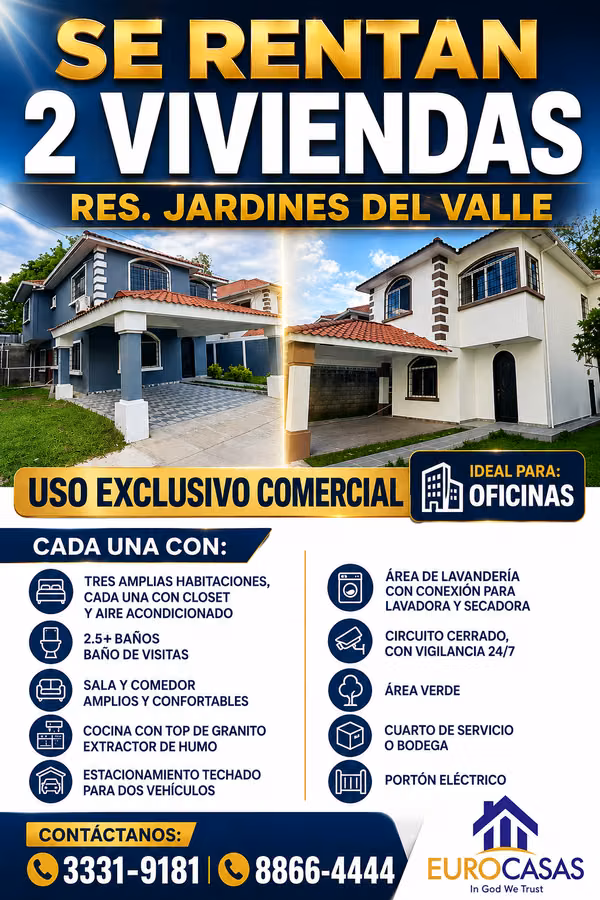 Se Rentan Casas Res. Jardines del Valle Circuito Cerrado $ 1500. | $ 1,750.