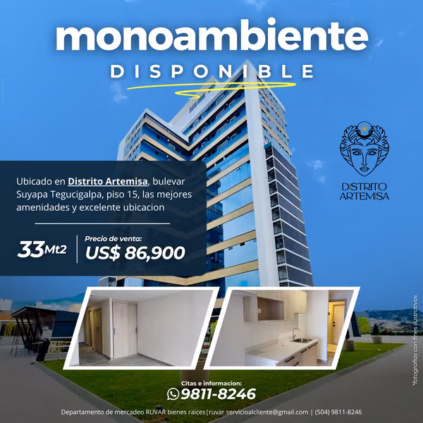  Se van MUY rápido - Monoambiente en Distrito Artemisa - Reserve Hoy !!