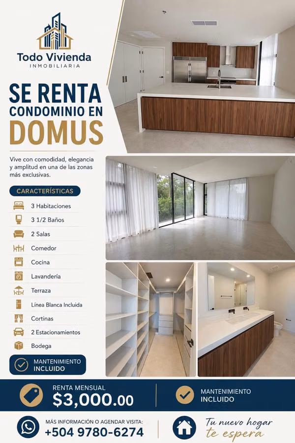 SE RENTA CONDOMINIO EN DOMUS SAN PEDRO SULA