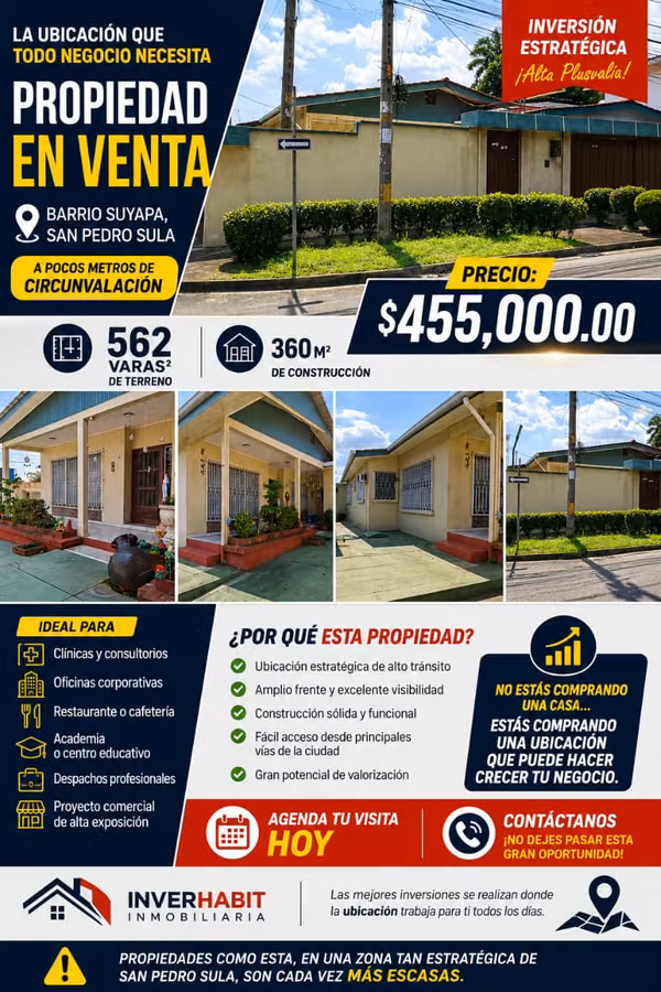 VENTA DE AMPLIA CASA CON UBICACION ESTRATEGICA EN Bo. SUYAPA A POCOS PASOS DELA AV. CIRCUNVALACION