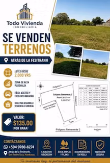 Se Venden Terrenos Atrás de la Fesitranh-San Pedro Sula.