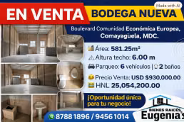 En Venta Bodega Nueva en Bulevar Comunidad Económica Europea, Col. San Luis, Comayagüela, MDC.