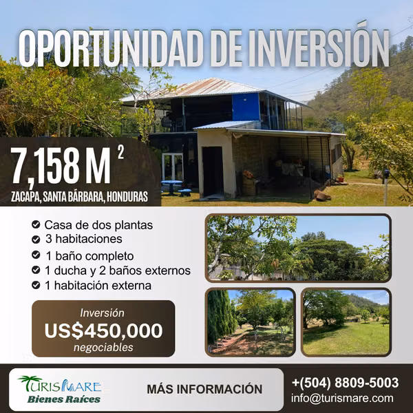 TERRENO Y CASA DE HABITACIÓN EN VENTA EN SAN PEDRO ZACAPA
