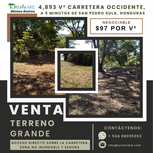 Terreno en Venta sobre Carretera a Occidente – A 5 Minutos de San Pedro Sula