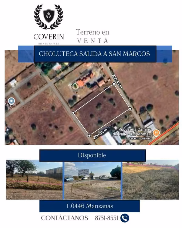 Terreno Choluteca Carretera San Marcos de Colón