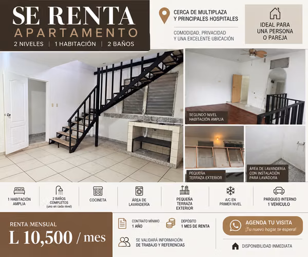 Apartamento de 2 niveles en renta en San Pedro Sula | L 10,500   INFO EMAIL 