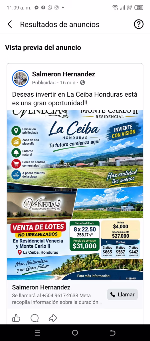 Lotes en area completamente plana y sin problema de inundaciones o riesgos, área segura, con una excelente plusvalía, 