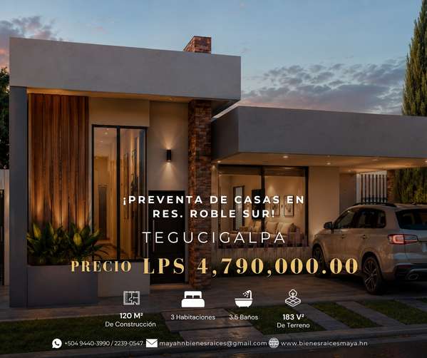 ¡Preventa de casas en Residencial Roble Sur – Tegucigalpa!