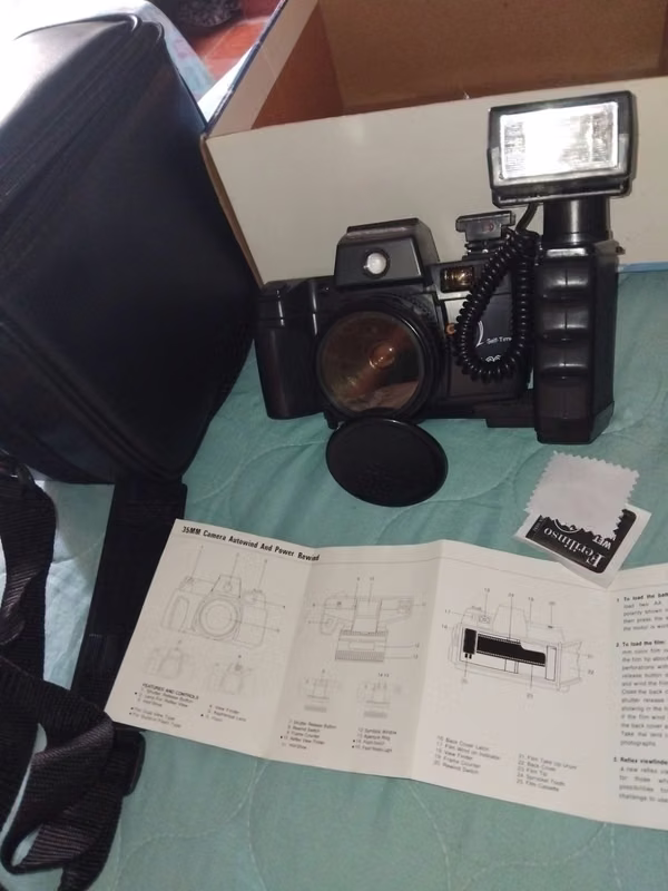 Vintage roll camera Olympia DL2000 with accessories.