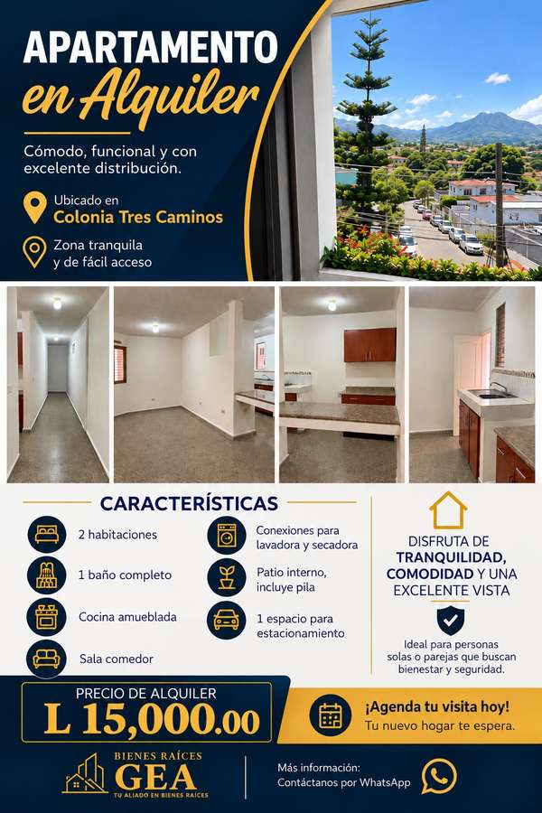 Comfortable rental Apartment in Paseo Tres Caminos - 124; 2 Rooms and Parking
