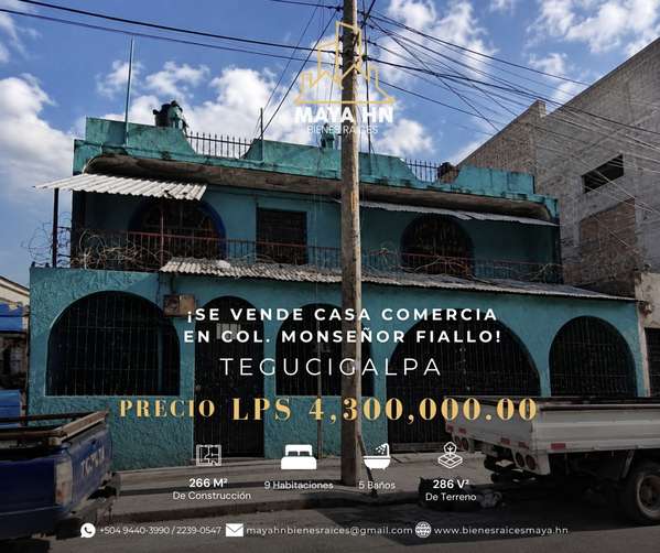 ¡Se vende casa comercial en Col. Monseñor Fiallos, Tegucigalpa!