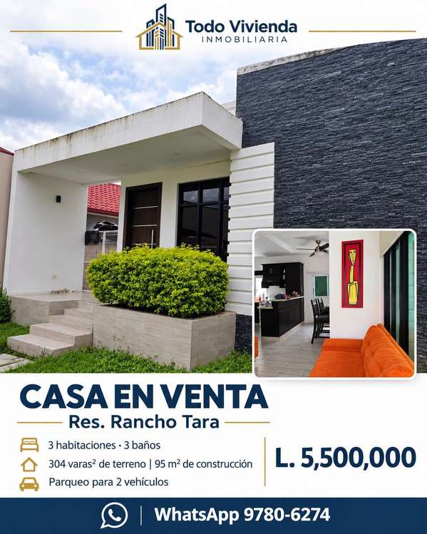 SE VENDE CASA EN RESIDENCIAL RANCHO TARA SAN PEDRO SULA