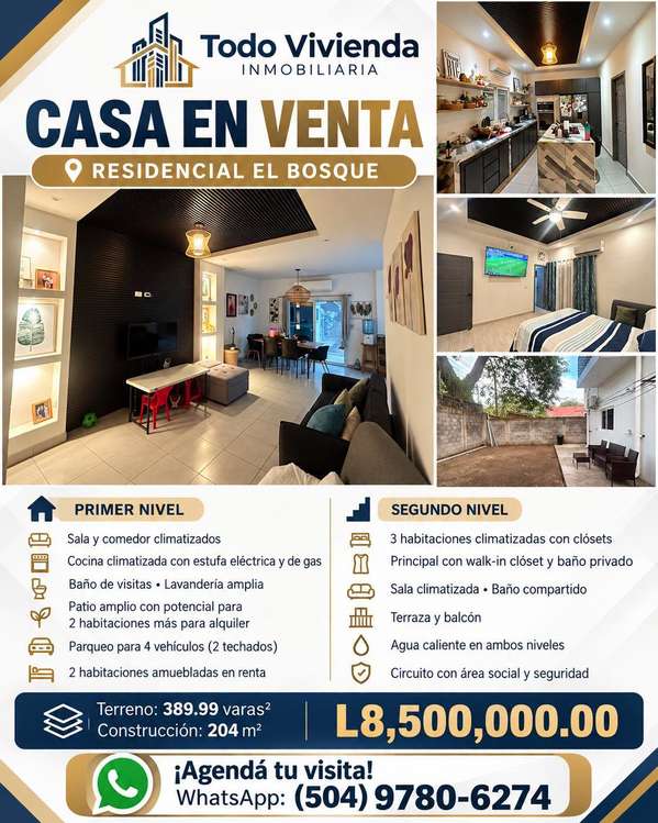 SE VENDE CASA EN RESIDENCIAL EL BOSQUE SAN PEDRO SULA